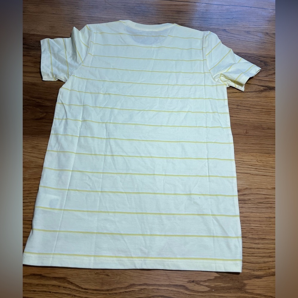 Everlane Yellow Organic Cotton Striped Short Sleeves Crew Neck Size Small - Picture 3 of 7